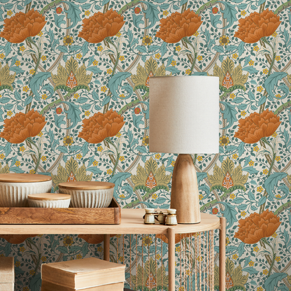 Floral William Morris Wallpaper / Peel and Stick Wallpaper Removable Wallpaper Home Decor Wall Art Wall Decor Room Decor - C993