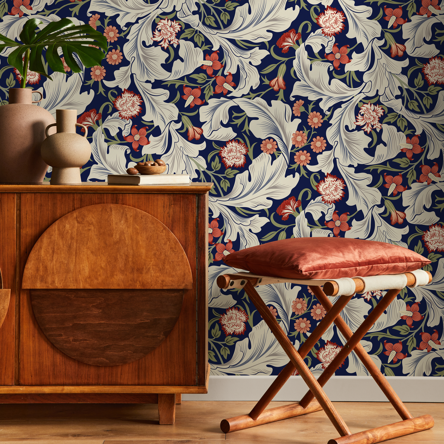 Papier peint William Morris à motif floral vert / Papier peint autocollant amovible Décoration d'intérieur Art mural Décoration murale Décoration de chambre - C995