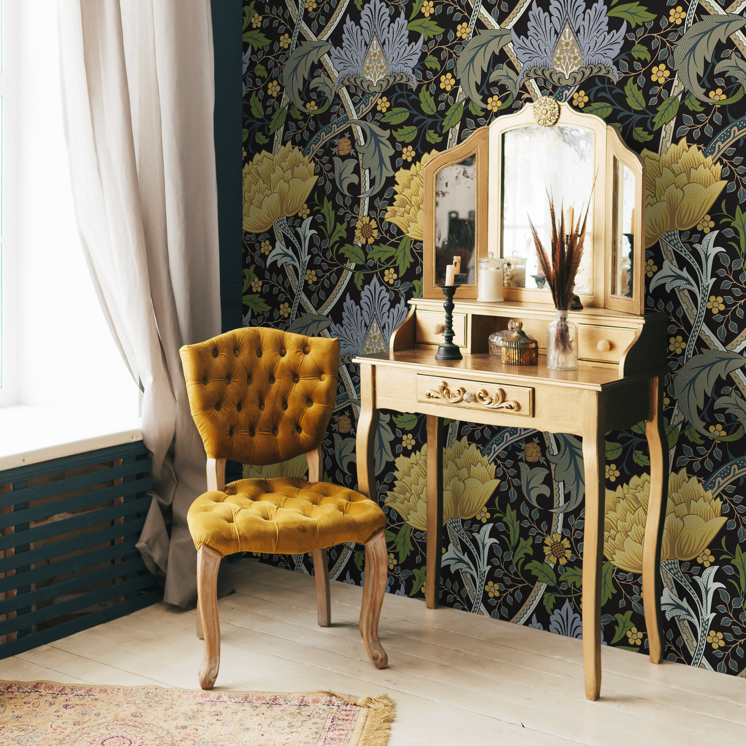 Papel pintado grande con diseño floral de William Morris / Papel pintado autoadhesivo / Papel pintado extraíble / Decoración del hogar / Arte de pared / Decoración de habitaciones - C997
