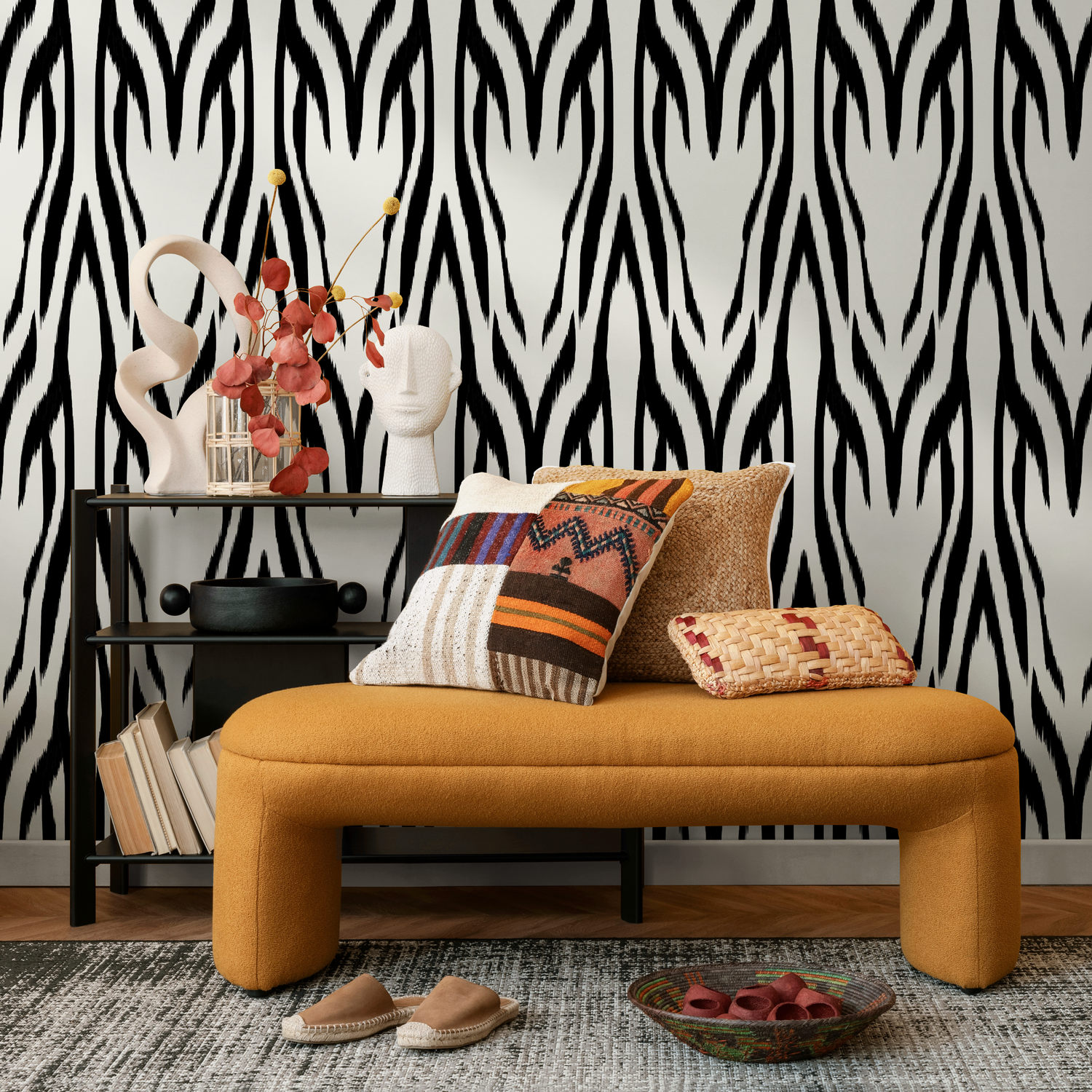 Black and White Retro Wallpaper / Peel and Stick Wallpaper Removable Wallpaper Home Decor Wall Art Wall Decor Room Decor - D008 - ONDECOR.COM