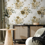 Yellow Vintage Peony Wallpaper / Peel and Stick Wallpaper Removable Wallpaper Home Decor Wall Art Wall Decor Room Decor - D024 - ONDECOR.COM
