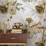 Yellow Vintage Peony Wallpaper / Peel and Stick Wallpaper Removable Wallpaper Home Decor Wall Art Wall Decor Room Decor - D024 - ONDECOR.COM
