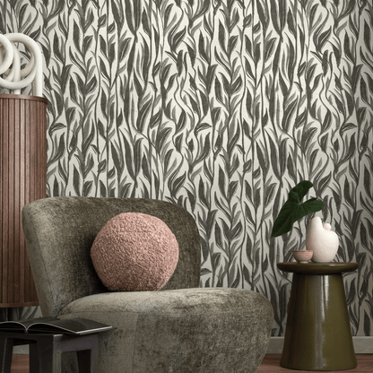 Boho Leaf Wallpaper / Peel and Stick Wallpaper Removable Wallpaper Home Decor Wall Art Wall Decor Room Decor - D028