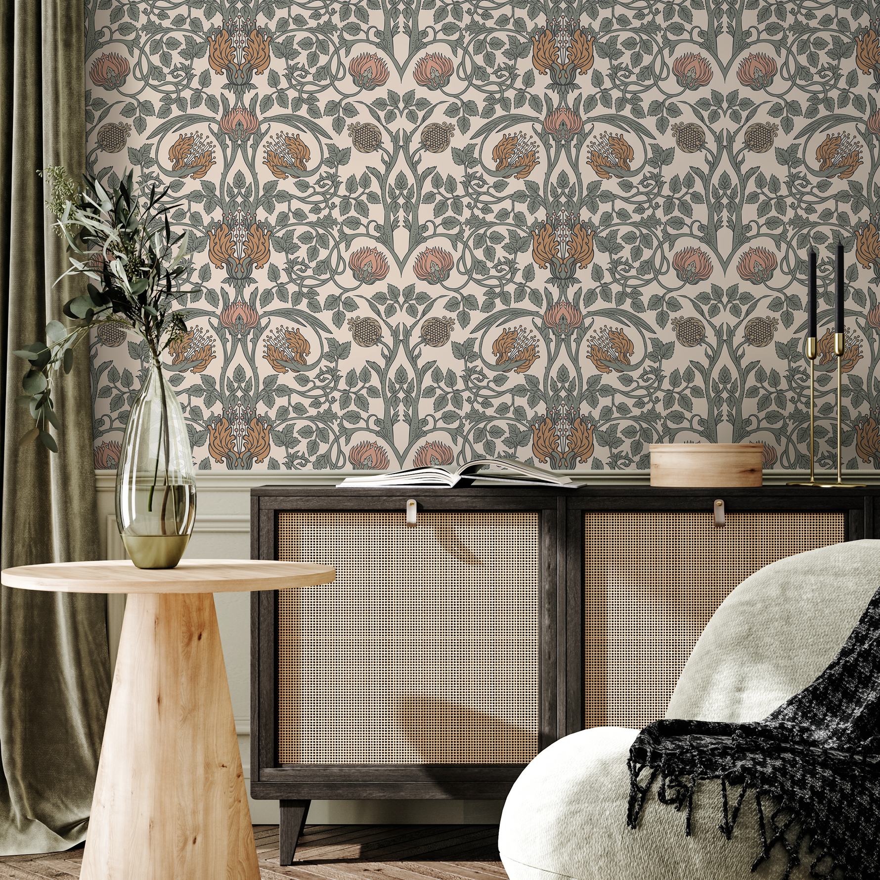 Vintage William Morris Wallpaper / Peel and Stick Wallpaper Removable Wallpaper Home Decor Wall Art Wall Decor Room Decor - D044 - ONDECOR.COM
