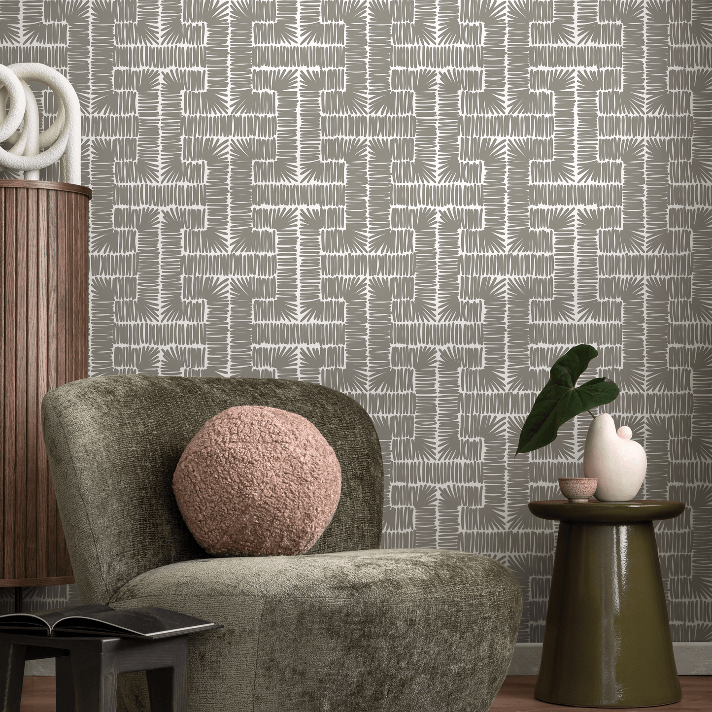 Gray Modern Wallpaper / Peel and Stick Wallpaper Removable Wallpaper Home Decor Wall Art Wall Decor Room Decor - D048