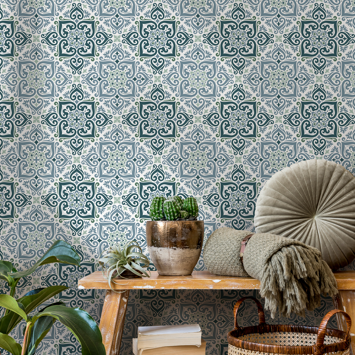 Moroccan Tile Wallpaper / Peel and Stick Wallpaper Removable Wallpaper Home Decor Wall Art Wall Decor Room Decor - D163 - ONDECOR.COM