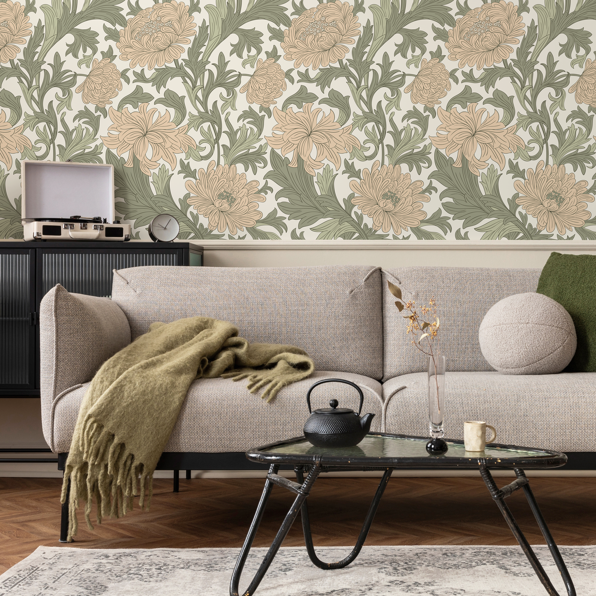 Floral Art Nouveau Wallpaper / Peel and Stick Wallpaper Removable Wallpaper Home Decor Wall Art Wall Decor Room Decor - D188 - ONDECOR.COM