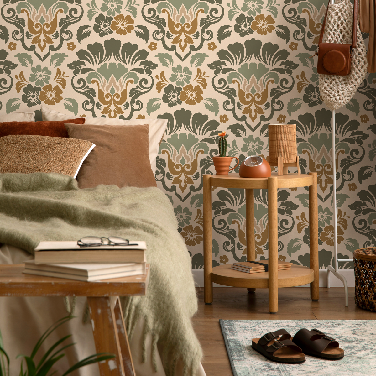 Vintage Floral Damask Wallpaper / Peel and Stick Wallpaper Removable Wallpaper Home Decor Wall Art Wall Decor Room Decor - D215 - ONDECOR.COM