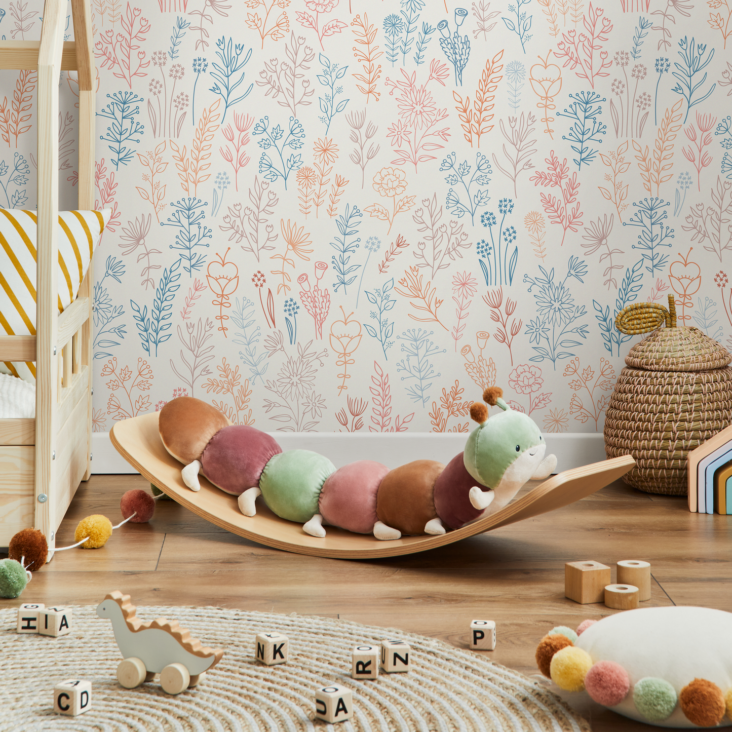 Cute Floral Wildflowers Wallpaper / Peel and Stick Wallpaper Removable Wallpaper Home Decor Wall Art Wall Decor Room Decor - D235