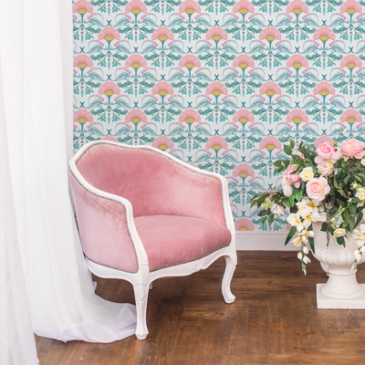 Blue and Yellow Damask Peel and Stick Wallpaper