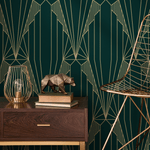 Elegant Green Geometric Wallpaper / Peel and Stick Wallpaper Removable Wallpaper Home Decor Wall Art Wall Decor Room Decor - D243 - ONDECOR.COM