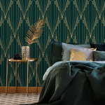 Elegant Green Geometric Wallpaper / Peel and Stick Wallpaper Removable Wallpaper Home Decor Wall Art Wall Decor Room Decor - D243 - ONDECOR.COM