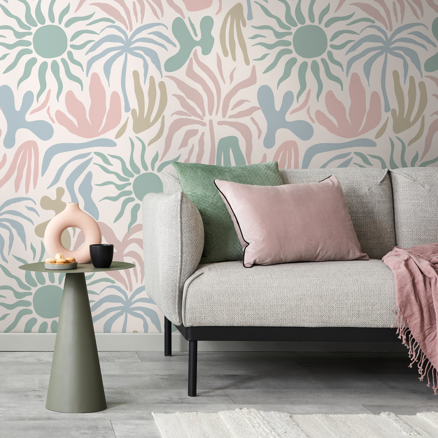 Abstract Shapes Pastel Color Wallpaper / Peel and Stick Wallpaper Removable Wallpaper Home Decor Wall Art Wall Decor Room Decor - D249