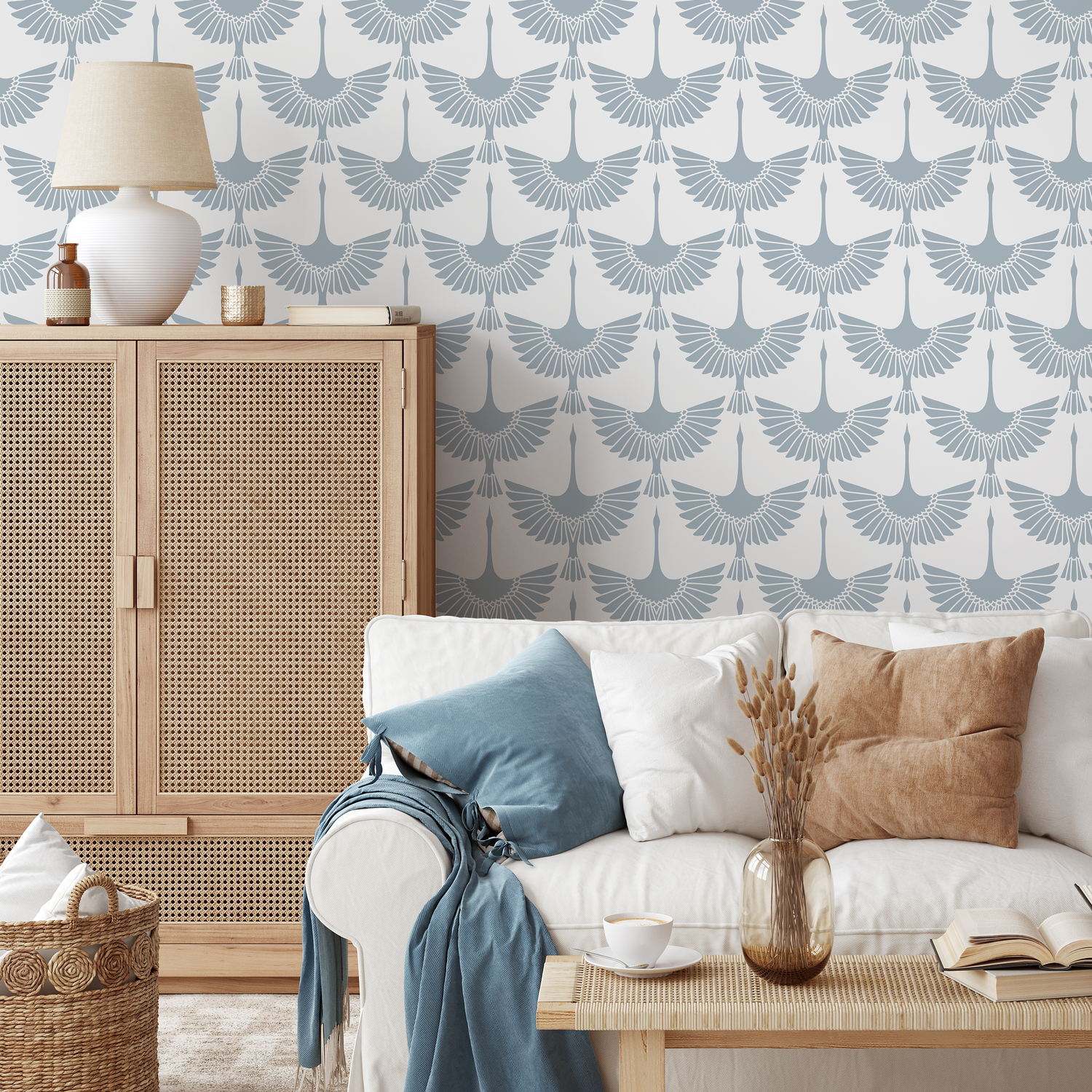Papel pintado de cisnes azul claro / Papel pintado autoadhesivo / Papel pintado extraíble / Decoración del hogar / Arte de pared / Decoración de habitación - D260
