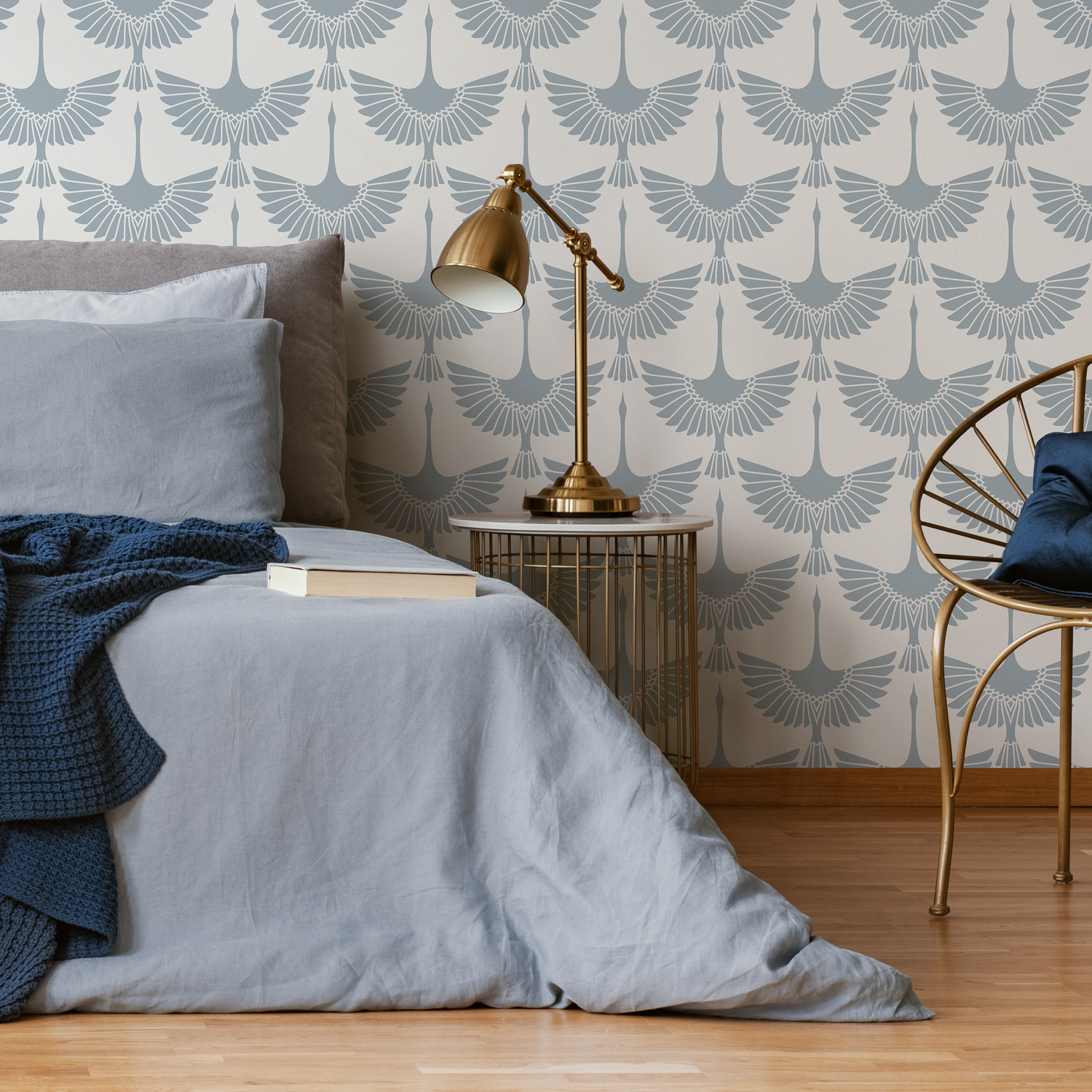 Papel pintado de cisnes azul claro / Papel pintado autoadhesivo / Papel pintado extraíble / Decoración del hogar / Arte de pared / Decoración de habitación - D260