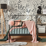 Black and White Floral Wallpaper / Peel and Stick Wallpaper Removable Wallpaper Home Decor Wall Art Wall Decor Room Decor - D281 - ONDECOR.COM