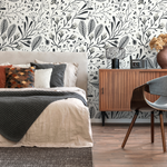 Black and White Floral Wallpaper / Peel and Stick Wallpaper Removable Wallpaper Home Decor Wall Art Wall Decor Room Decor - D281 - ONDECOR.COM
