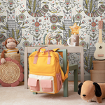 Floral Garden and Cat Wallpaper / Peel and Stick Wallpaper Removable Wallpaper Home Decor Wall Art Wall Decor Room Decor - D293 - ONDECOR.COM