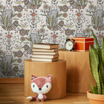 Floral Garden and Cat Wallpaper / Peel and Stick Wallpaper Removable Wallpaper Home Decor Wall Art Wall Decor Room Decor - D293 - ONDECOR.COM