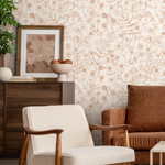 Neutral Boho Wildflowers Wallpaper / Peel and Stick Wallpaper Removable Wallpaper Home Decor Wall Art Wall Decor Room Decor - D305 - ONDECOR.COM