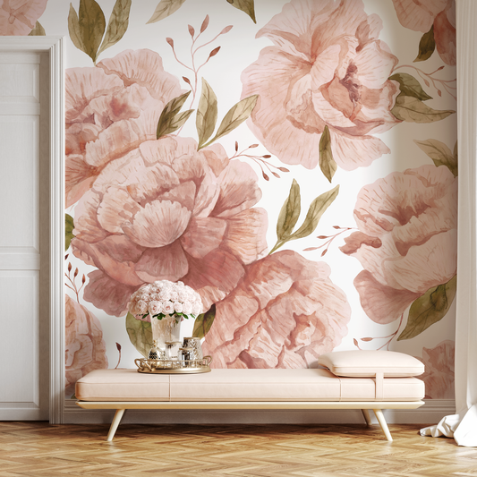 Roses Mural Wallpaper / Peel and Stick Wallpaper Removable Wallpaper Home Decor Wall Art Wall Decor Room Decor - D322