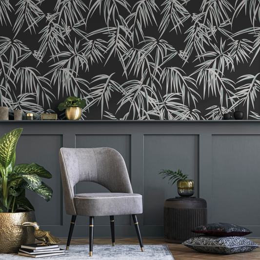 Dark Tropical Wallpaper / Peel and Stick Wallpaper Removable Wallpaper Home Decor Wall Art Wall Decor Room Decor - D336