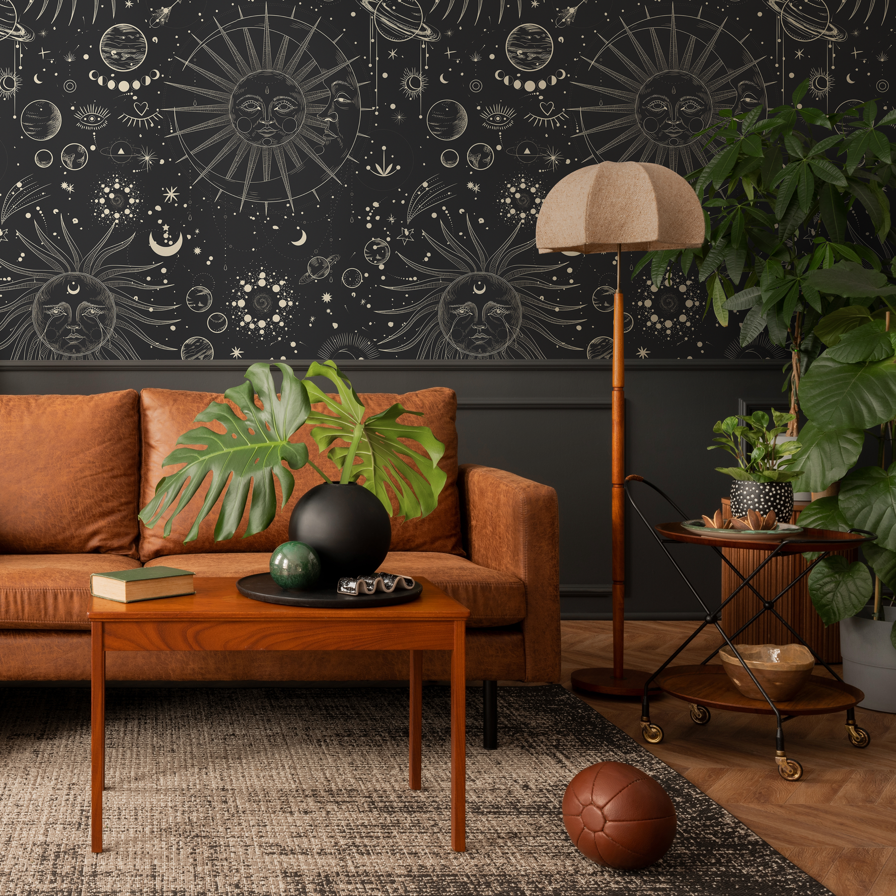 Black Celestial Wallpaper / Peel and Stick Wallpaper Removable Wallpaper Home Decor Wall Art Wall Decor Room Decor - D342 - ONDECOR.COM