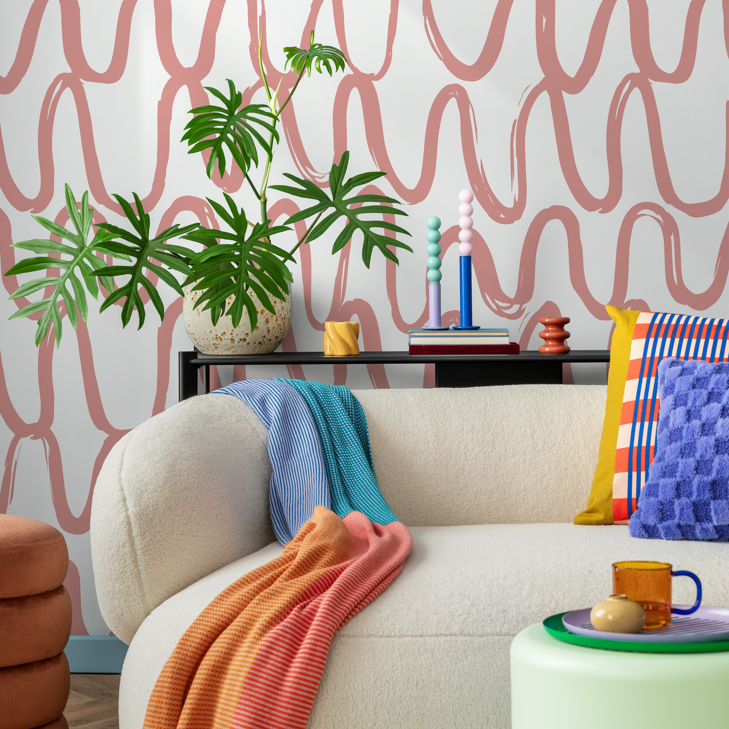 Papel pintado con pincel rosa / Papel pintado autoadhesivo / Papel pintado extraíble / Decoración del hogar / Arte de pared / Decoración de habitación - D351