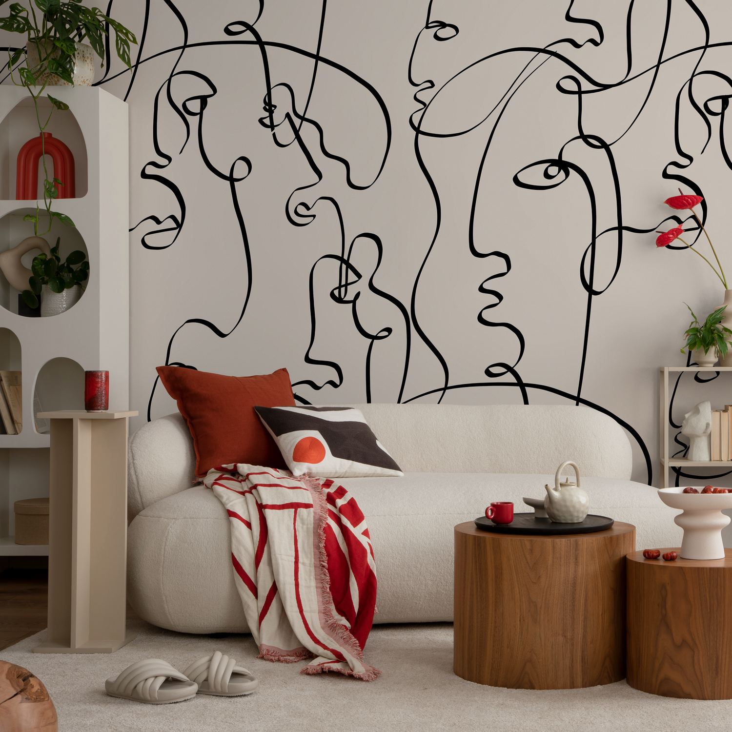 Aesthetic Art Line Wallpaper / Peel and Stick Wallpaper Removable Wallpaper Home Decor Wall Art Wall Decor Room Decor - D362 - ONDECOR.COM