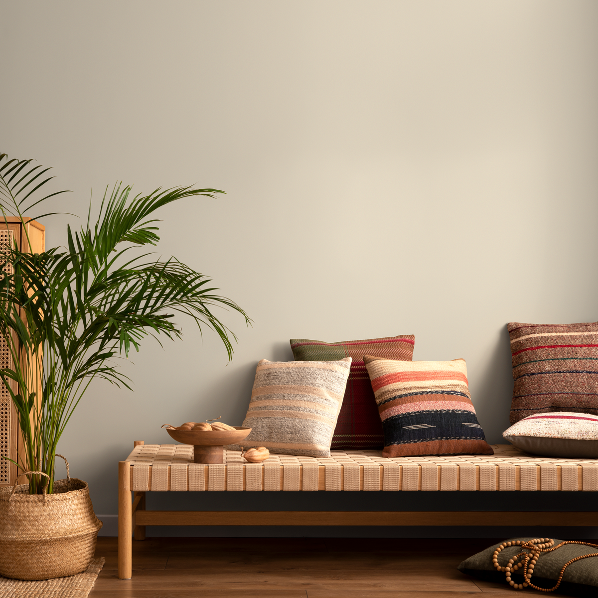 Minimalist Muted Sandstone Wallpaper – Soft Grayish Orange & Beige Infusion - detail view