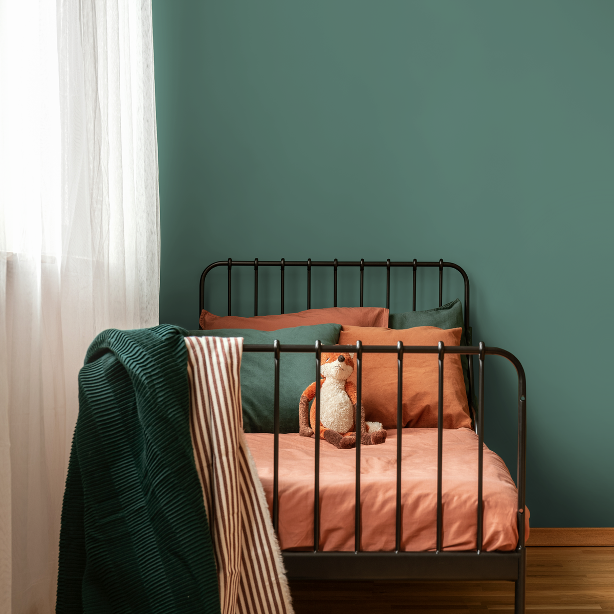 Solid Color Wallpaper in a Deep Surf Green - detail view