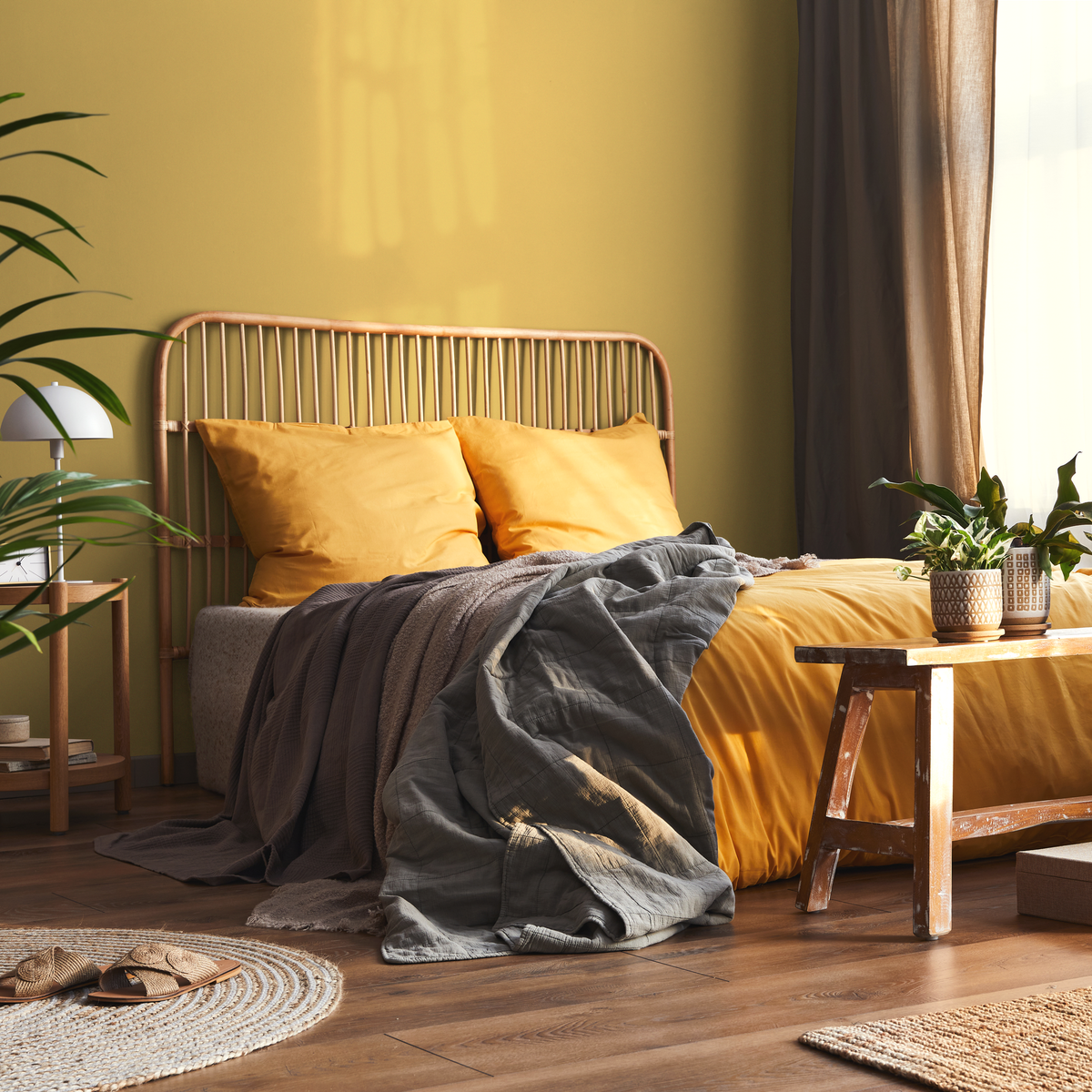 Solid Color Wallpaper in Light Yellow - detail view
