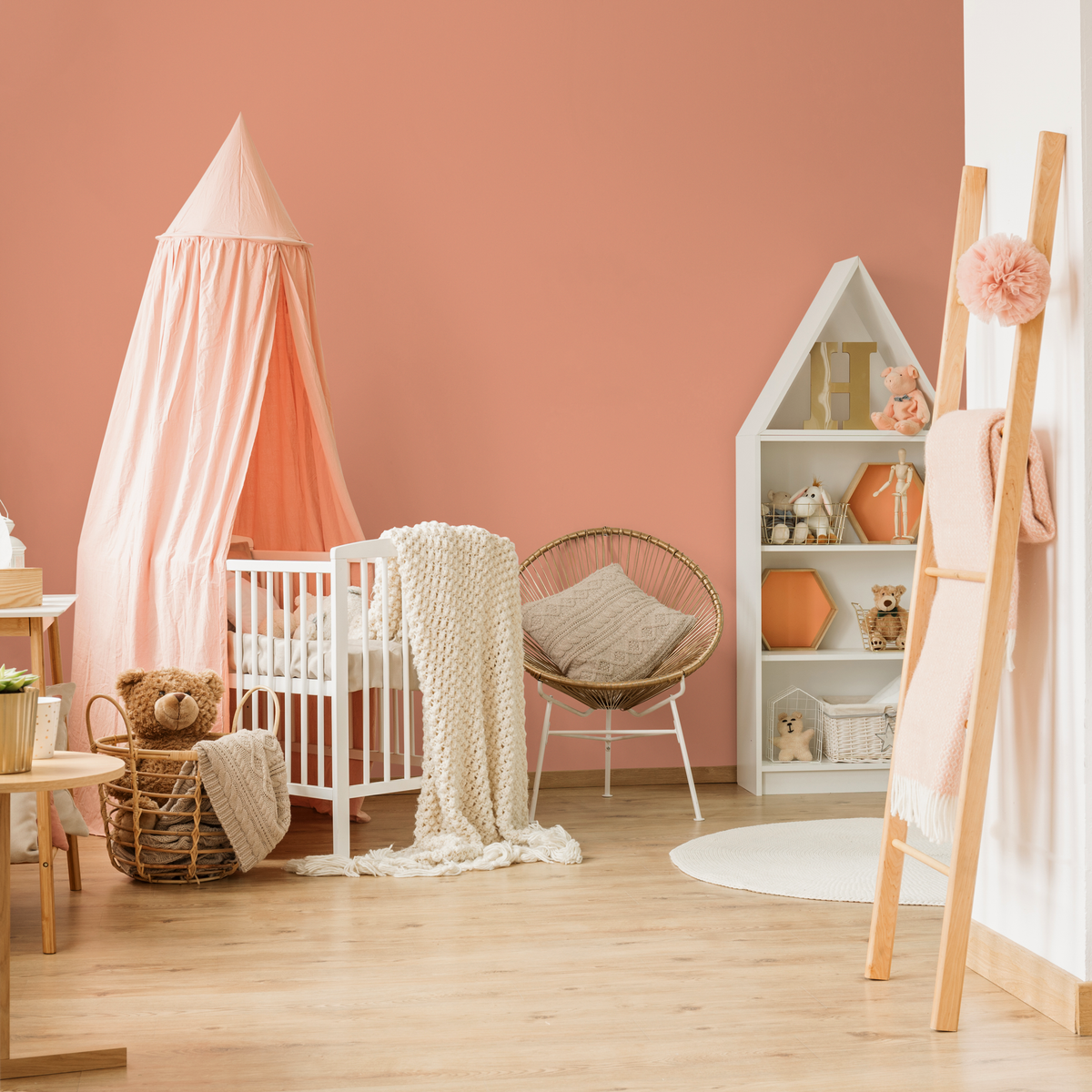 Solid Color Wallpaper in a Dusty Tumbleweed Pink - detail view