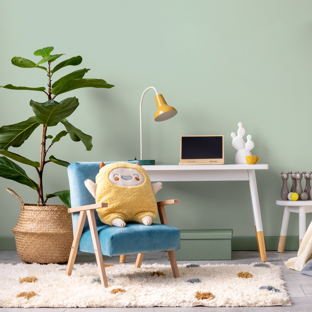 Modern Solid Color Wallpaper with a Minimalist Aesthetic in Light Green - detail view