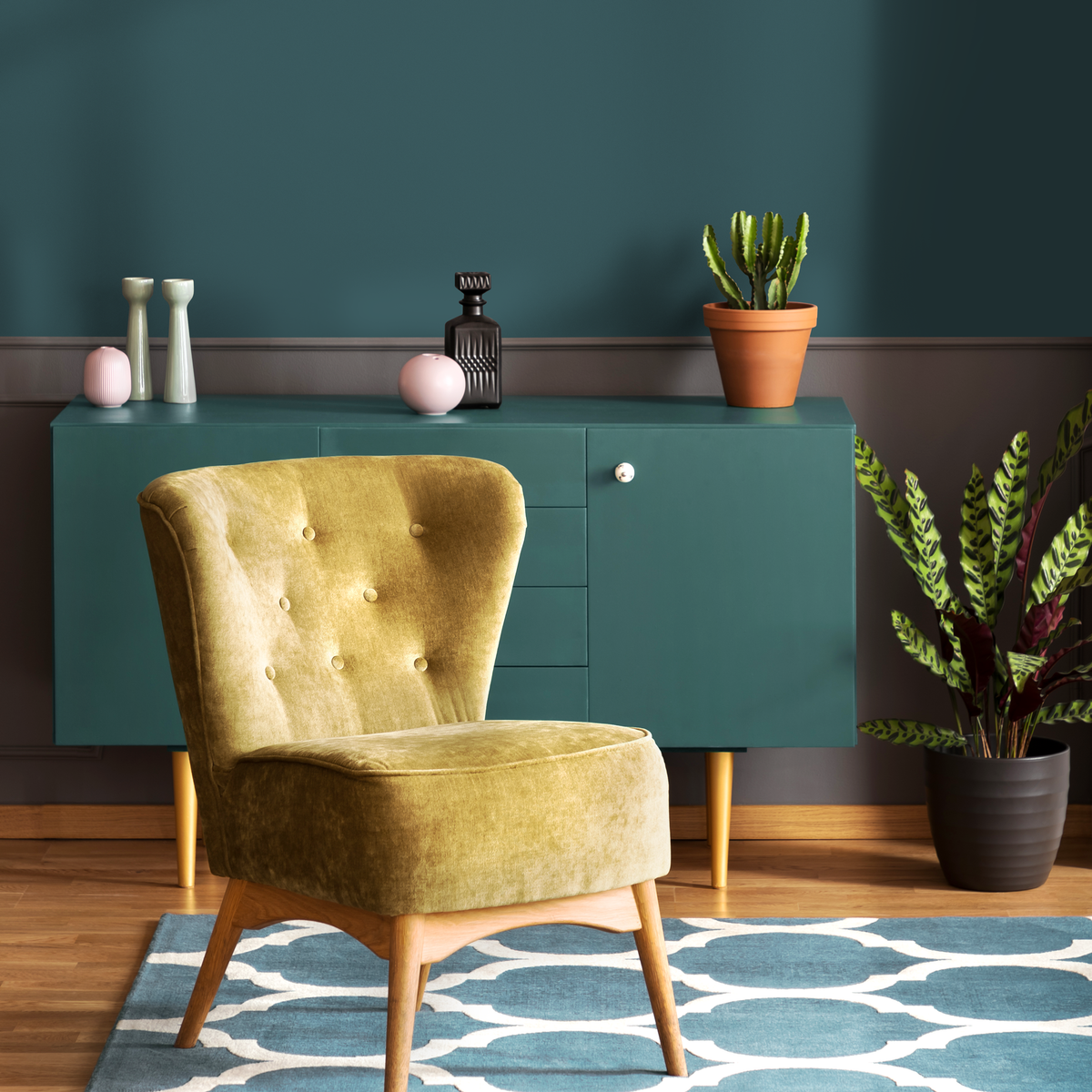 Solid Color Wallpaper in Dark Teal - detail view