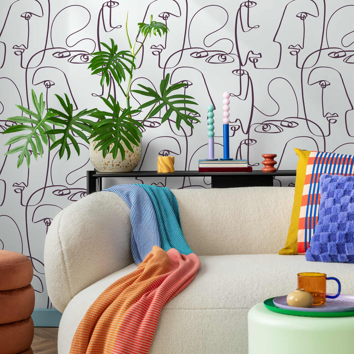 Face Art Line Wallpaper / Peel and Stick Wallpaper Removable Wallpaper Home Decor Wall Art Wall Decor Room Decor - D492 - ONDECOR.COM