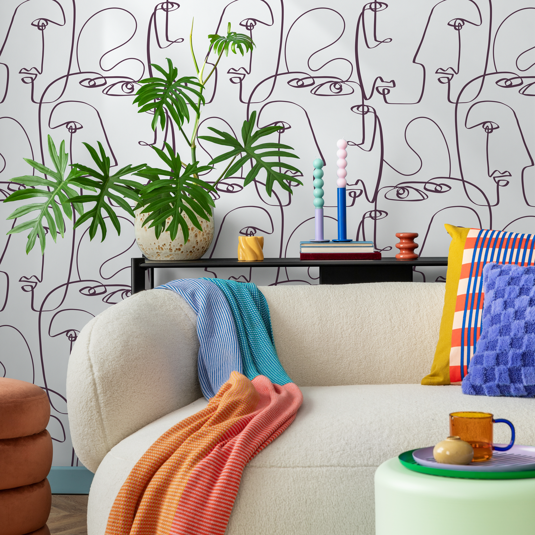 Face Art Line Wallpaper / Peel and Stick Wallpaper Removable Wallpaper Home Decor Wall Art Wall Decor Room Decor - D492 - ONDECOR.COM