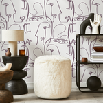 Face Art Line Wallpaper / Peel and Stick Wallpaper Removable Wallpaper Home Decor Wall Art Wall Decor Room Decor - D492 - ONDECOR.COM
