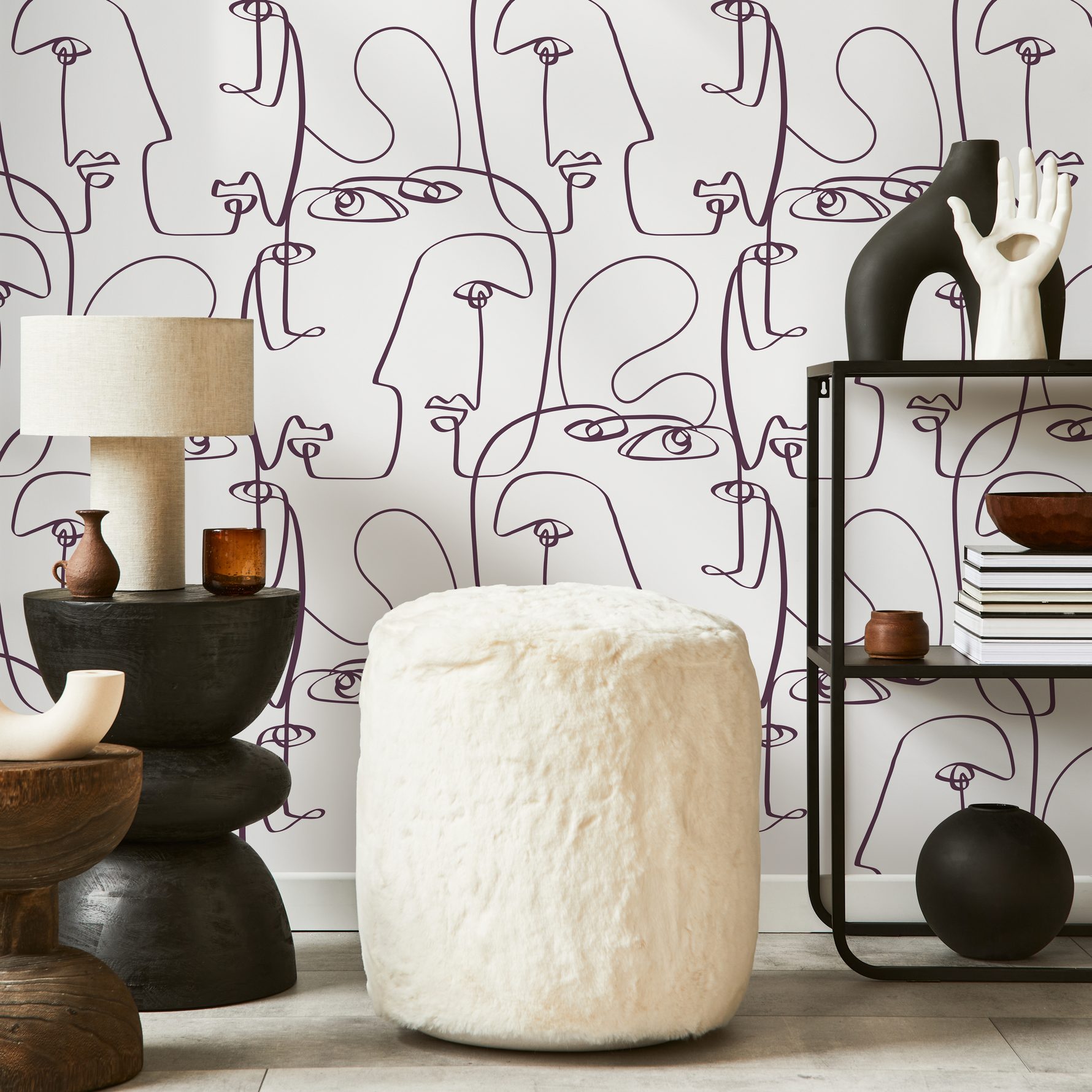 Face Art Line Wallpaper / Peel and Stick Wallpaper Removable Wallpaper Home Decor Wall Art Wall Decor Room Decor - D492 - ONDECOR.COM