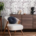 Face Art Line Wallpaper / Peel and Stick Wallpaper Removable Wallpaper Home Decor Wall Art Wall Decor Room Decor - D492 - ONDECOR.COM