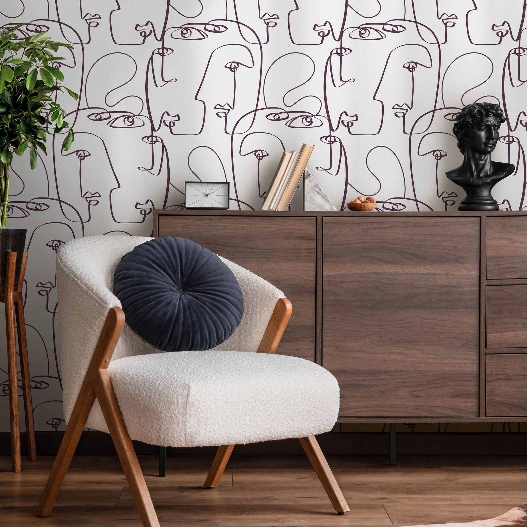 Face Art Line Wallpaper / Peel and Stick Wallpaper Removable Wallpaper Home Decor Wall Art Wall Decor Room Decor - D492 - ONDECOR.COM