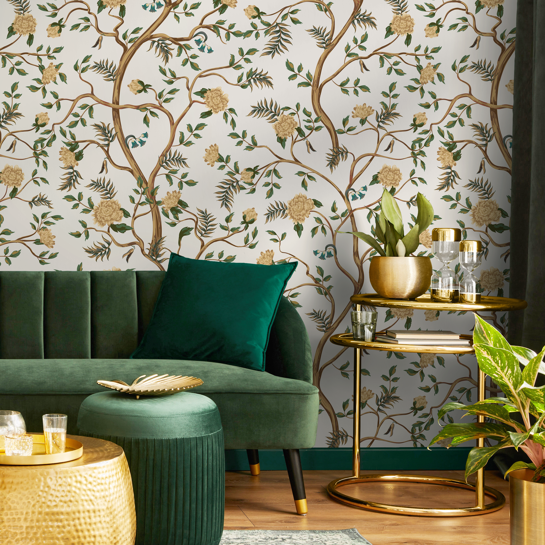 Floral Chinoiserie Wallpaper / Peel and Stick Wallpaper Removable Wallpaper Home Decor Wall Art Wall Decor Room Decor - D503 - ONDECOR.COM