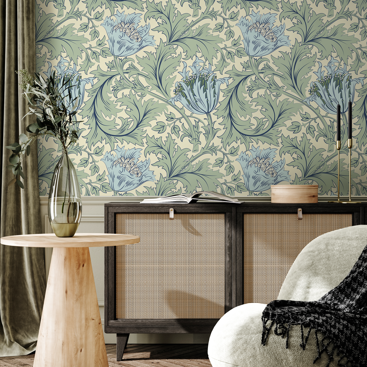 Light Green William Morris Wallpaper / Peel and Stick Wallpaper Removable Wallpaper Home Decor Wall Art Wall Decor Room Decor - D515 - ONDECOR.COM