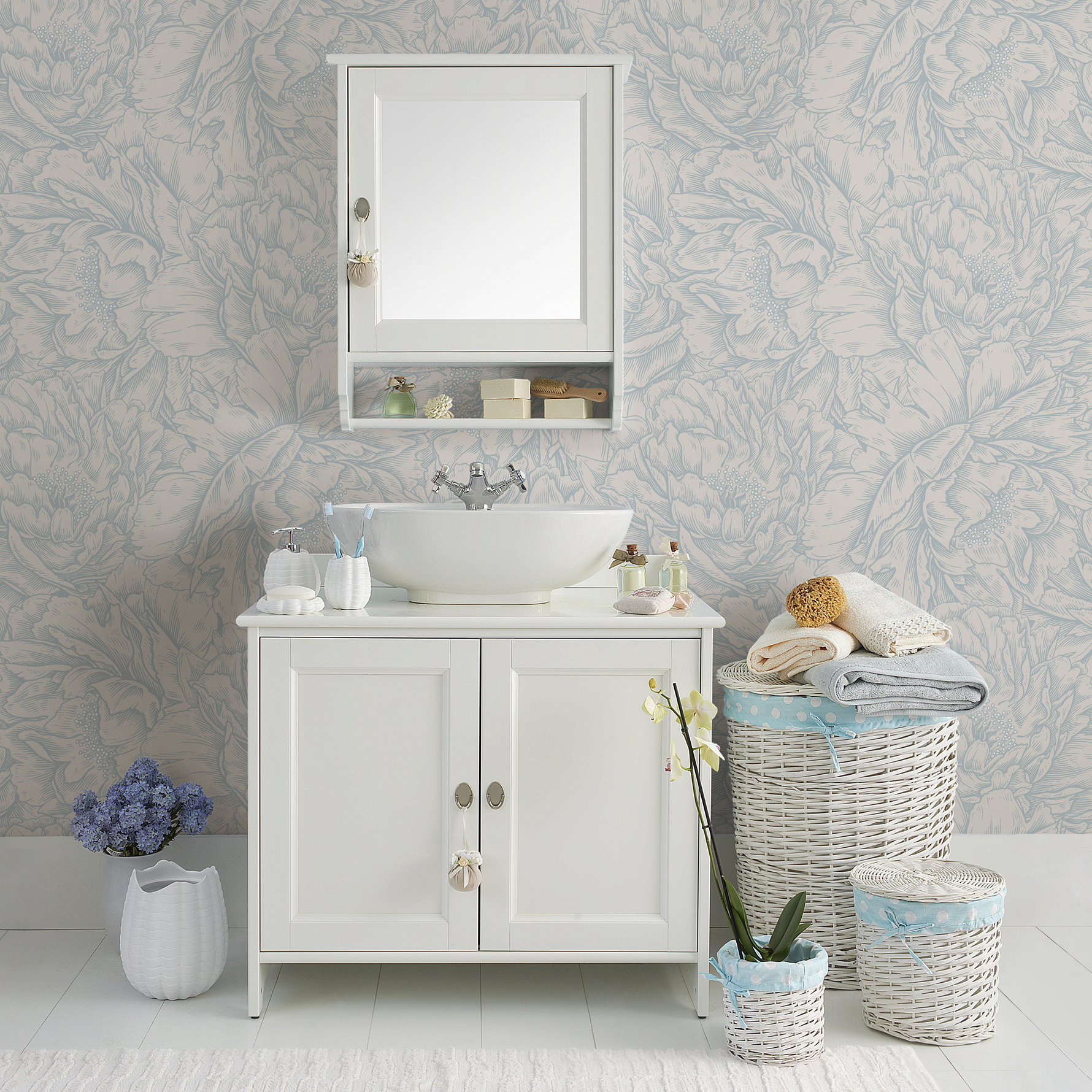 Light Blue Peony Wallpaper / Peel and Stick Wallpaper Removable Wallpaper Home Decor Wall Art Wall Decor Room Decor - D519 - ONDECOR.COM