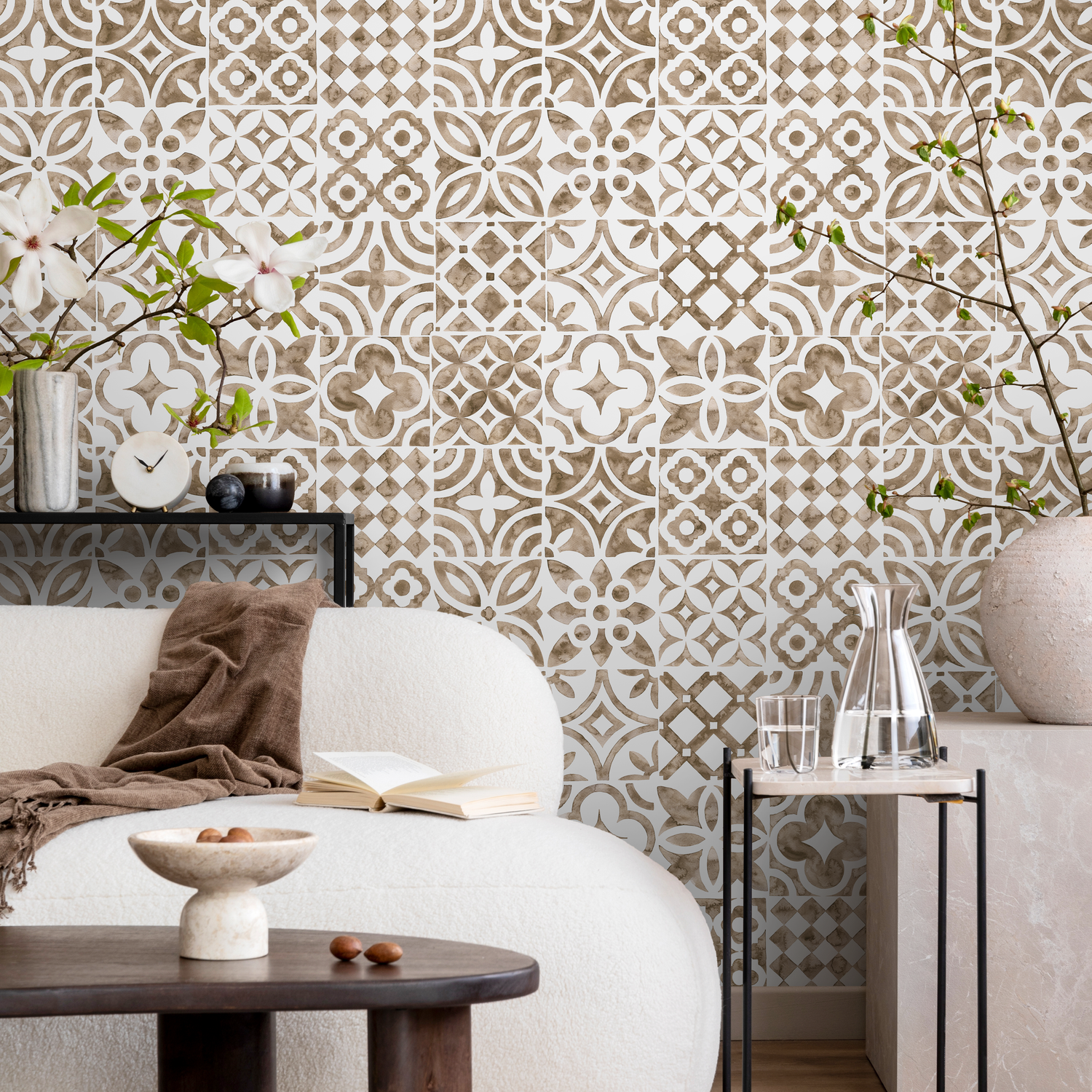 Beige Tile Wallpaper / Peel and Stick Wallpaper Removable Wallpaper Home Decor Wall Art Wall Decor Room Decor - D525 - ONDECOR.COM