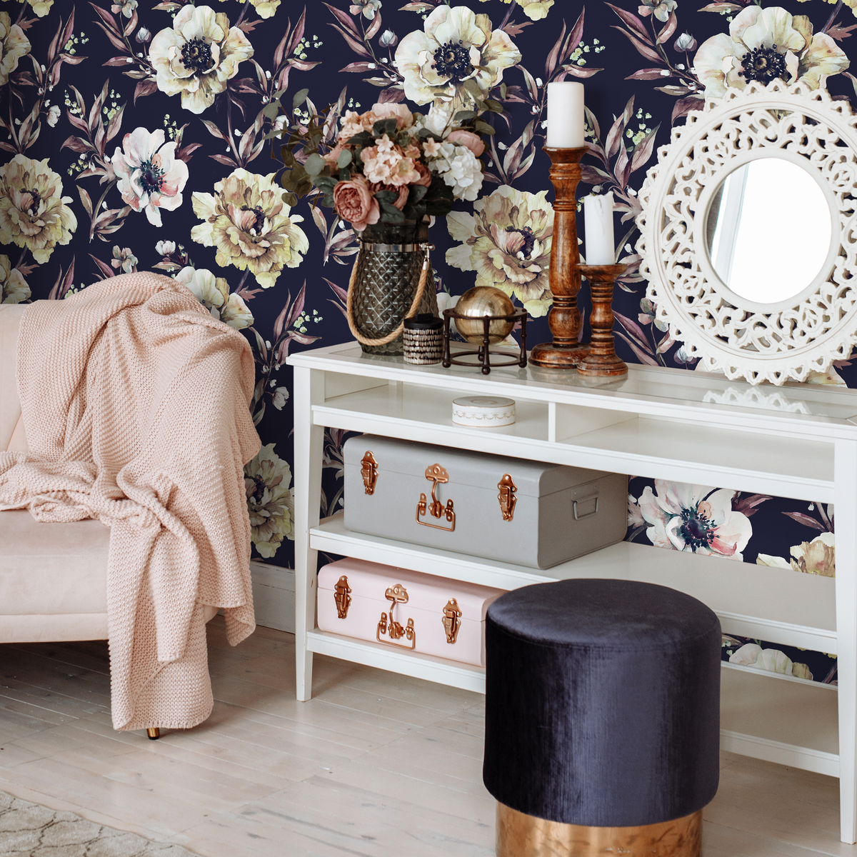 Vintage Flowers Wallpaper / Peel and Stick Wallpaper Removable Wallpaper Home Decor Wall Art Wall Decor Room Decor - D548 - ONDECOR.COM