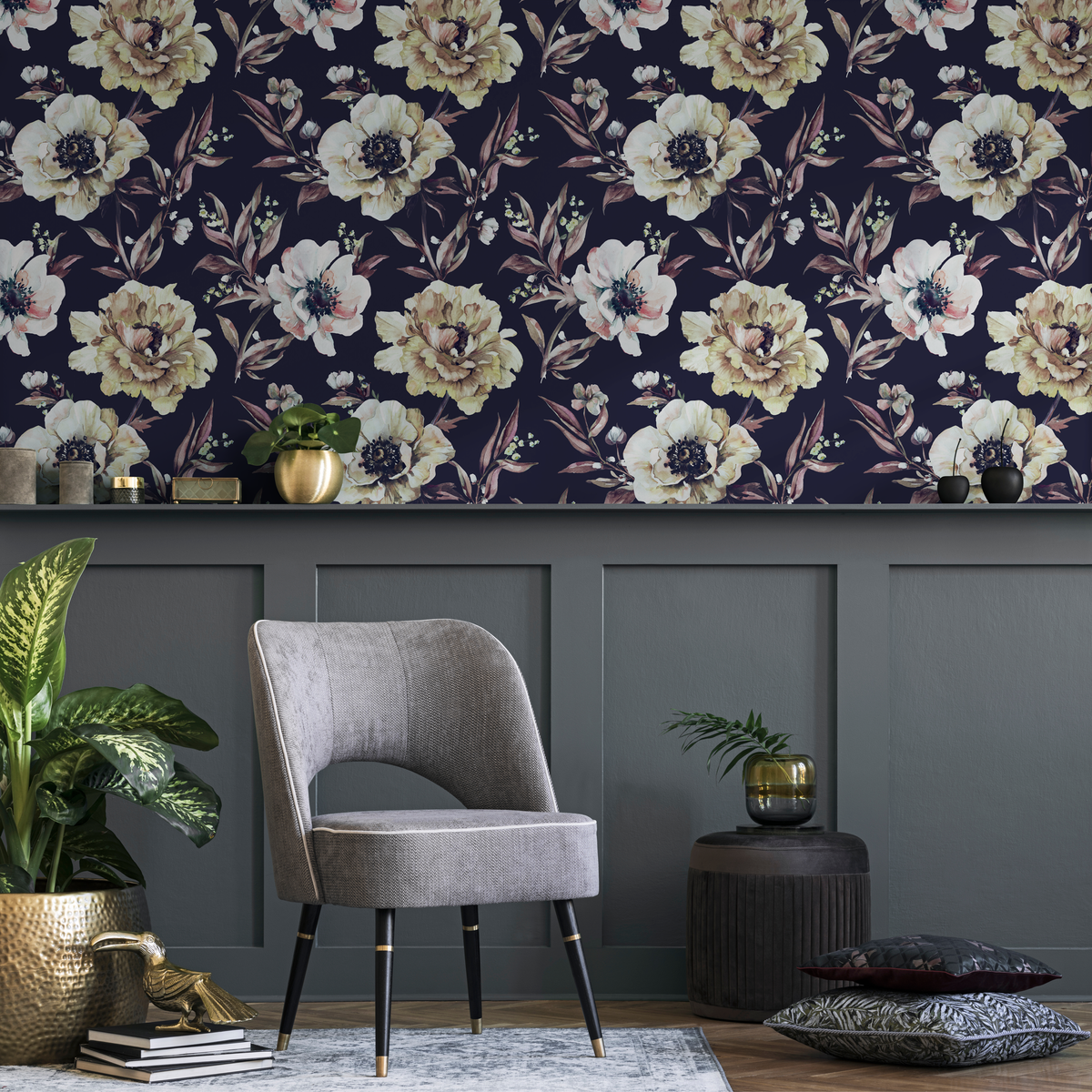 Vintage Flowers Wallpaper / Peel and Stick Wallpaper Removable Wallpaper Home Decor Wall Art Wall Decor Room Decor - D548 - ONDECOR.COM