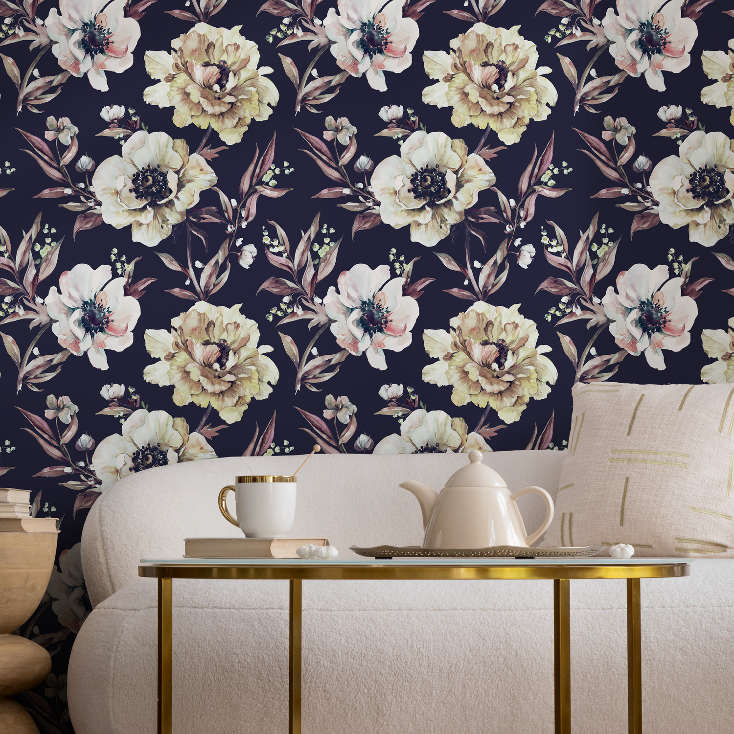 Vintage Flowers Wallpaper / Peel and Stick Wallpaper Removable Wallpaper Home Decor Wall Art Wall Decor Room Decor - D548 - ONDECOR.COM