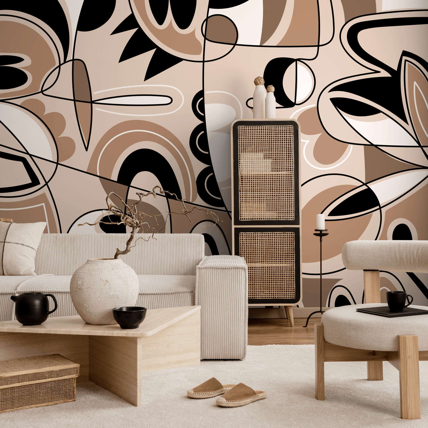 Modern Cubism Art Wallpaper Abstract Mural Peel and Stick Wallpaper Home Decor - D559 - ONDECOR.COM