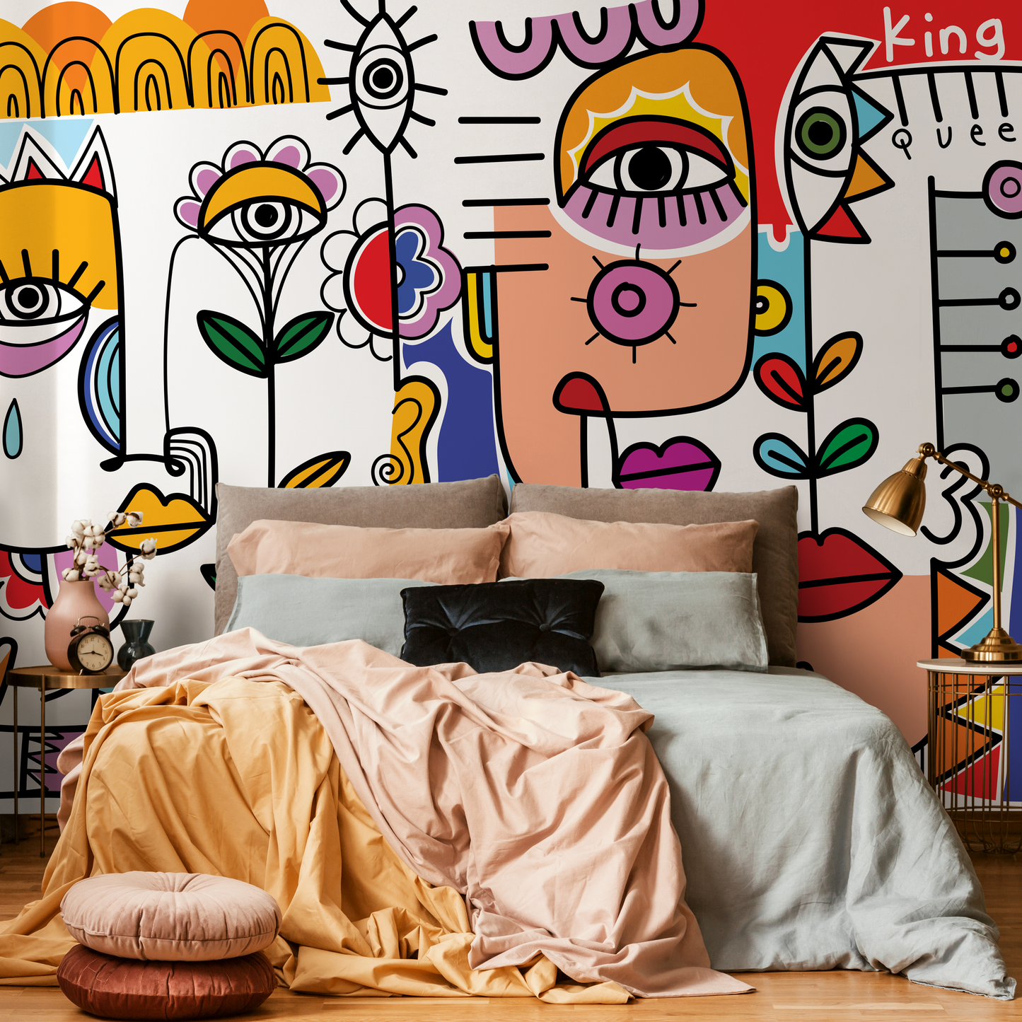 Colorful Abstract Mural Surreal Art Wallpaper Peel and Stick Wallpaper Home Decor - D596